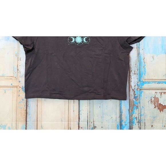 Asos Design Women Size 14 Black Round Neck Short Sleeve Pullover Cropped Top - Picture 4 of 6